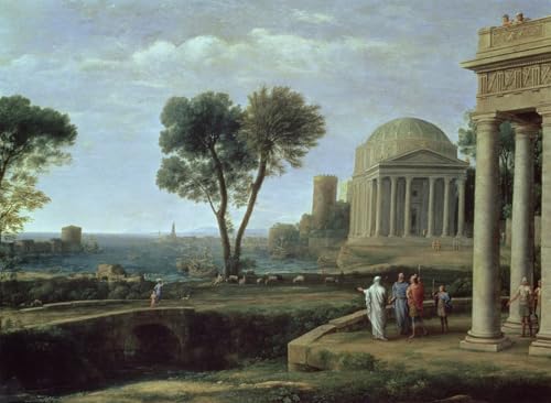 PMEFGJDPE Berühmte Gemälde Poster Kunstdrucke Porträts Wandkunst Landschaft mit Aeneas in Delos von Claude Lorrain Leinwand Ölgemälde für Heimtextilien 60x90cm von PMEFGJDPE