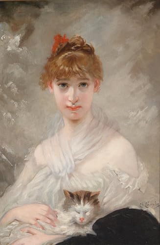 PMEFGJDPE Berühmte Gemälde Poster Kunstdrucke Porträts Wandkunst Mädchen mit weißem Handtuch und Katze im Arm von Charles Joshua Chaplin Leinwand Ölgemälde für Heimtextilien 60x90cm PMEFGJDPE Berühmte Gemälde Poster Kunstdrucke Porträts Wandkunst Mädchen mit weißem Handtuch und Katze im Arm von Charles Joshua Chaplin Leinwand Ölgemälde für Heimtextilien 60x90cm von PMEFGJDPE