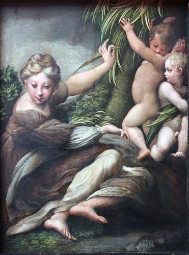 PMEFGJDPE Berühmte Gemälde Poster Kunstdrucke Porträts Wandkunst Märtyrer mit zwei Engelsjungen von Parmigianino Leinwand Ölgemälde für Heimtextilien 60x90cm von PMEFGJDPE