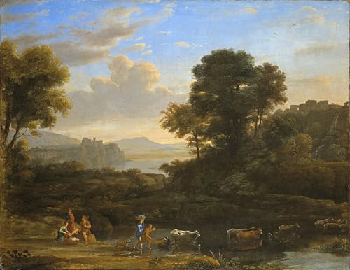 PMEFGJDPE Berühmte Gemälde Poster Kunstdrucke Porträts Wandkunst Pastorale Landschaft von Claude Lorrain Leinwand Ölgemälde für Heimtextilien 60x90cm von PMEFGJDPE