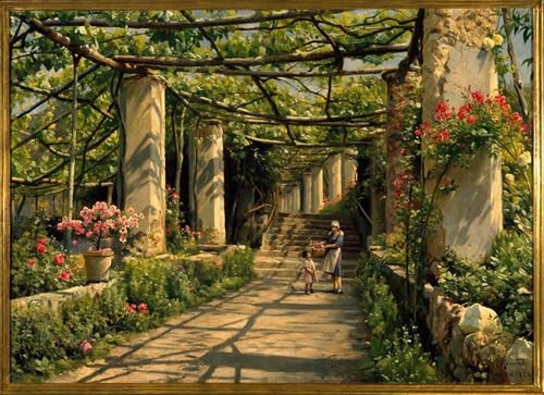 PMEFGJDPE Berühmte Gemälde Poster Kunstdrucke Porträts Wandkunst Pergola in ravello von peder Monsted Leinwand Ölgemälde für Heimtextilien 60x90cm PMEFGJDPE Berühmte Gemälde Poster Kunstdrucke Porträts Wandkunst Pergola in ravello von peder Monsted Leinwand Ölgemälde für Heimtextilien 60x90cm von PMEFGJDPE