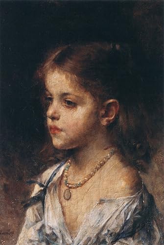 PMEFGJDPE Berühmte Gemälde Poster Kunstdrucke Porträts Wandkunst Porträt Eines Mädchens Von Alexei Alexeevich Harlamoff Leinwand Ölgemälde für Heimtextilien 60x90cm von PMEFGJDPE