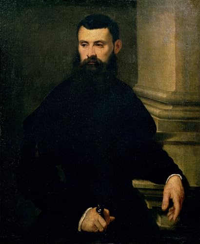 PMEFGJDPE Berühmte Gemälde Poster Wandbilder Gemalde Kunst Poster Porträt eines Mannes von Jacopo Robusti Tintoretto Vintage Leinwandkunst für Schlafzimmer Home Decor 60x90cm von PMEFGJDPE