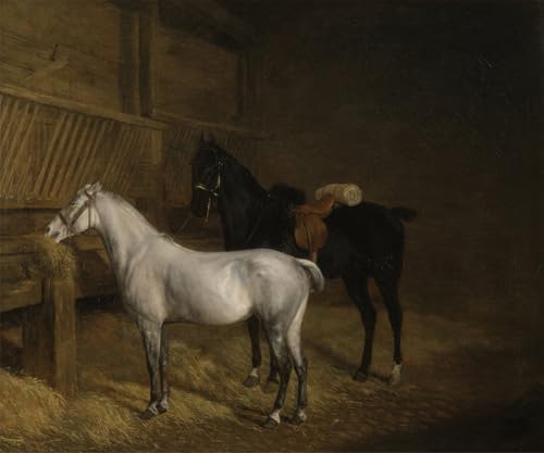 PMEFGJDPE Berühmte Gemälde Poster Wandbilder Gemalde Kunst Poster ein graues und ein schwarzes Ladegerät in einem Stall von Jacques Laurent Agasse für Schlafzimmer Home Decor 60x90cm PMEFGJDPE Berühmte Gemälde Poster Wandbilder Gemalde Kunst Poster ein graues und ein schwarzes Ladegerät in einem Stall von Jacques Laurent Agasse für Schlafzimmer Home Decor 60x90cm von PMEFGJDPE