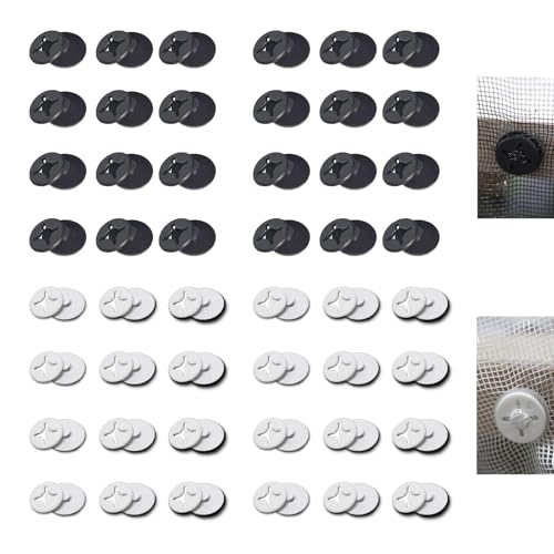 Fliegengitter Dachfenster Set 48 Teile - 24 weiße & 24 schwarze Befestigungsknöpfe, zur Befestigung von Insektenschutzgitter, für Fensterrahmen, einfache Installation, geeignet für Metall, H von PMELCXD