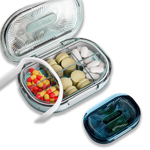 PMELCXD Reise-Pillen-Organizer, Pillendose Klein, 2 PCS Tablettendose für Unterwegs Pillendose für unterwegs Tabletten-Organizer, Opret Klein & Tragbar, ideal für Vitamine, Fischöl und Tabletten von PMELCXD