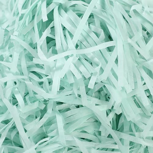 PMELCXD Füllmaterial Geschenk, 200g Shredded Tissue Paper Raffia Hamper Shreds Raffia Grass Filling Material for Baskets, Gift Box Filling Paper, Basket Grass, DIY and Gift Wrapping (blue-green) von PMELCXD