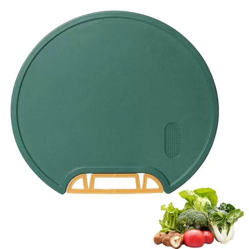 PMELCXD Multifunktions-Schneidebrett – Rundes Hackbrett aus PE Kunststoff, Holzbrett & Pizzabrett, Ideal als Abdeckung für runde Spülen, Praktisches Brett für jede Küche von PMELCXD