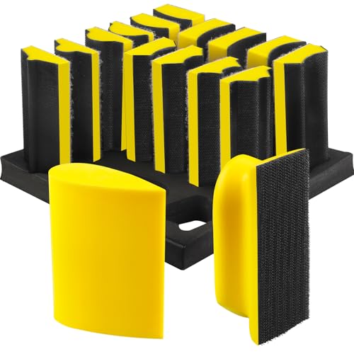 PMIQSA 16 Stück Handschleifblock Set, Schleifklotz Klettverschluss Austauschbare Verschiedene Formen Schleifblock für Holzarbeiten Automobil Metallfarbe Sanding Blocks Gelb PMIQSA 16 Stück Handschleifblock Set, Schleifklotz Klettverschluss Austauschbare Verschiedene Formen Schleifblock für Holzarbeiten Automobil Metallfarbe Sanding Blocks Gelb von PMIQSA