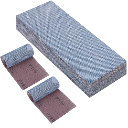 PMIQSA 25 Stück Netz Schleifstreifen 115x230mm Klett, Profi-Keramik Schleifgitter, Schleifpapiere Körnung 120, Für Handschleifer Schwingschleifer und Handschleifblock von PMIQSA