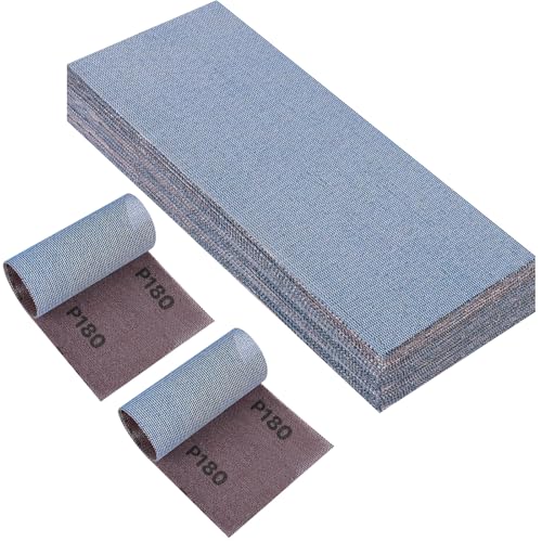 PMIQSA 25 Stück Netz Schleifstreifen 115x230mm Klett, Profi-Keramik Schleifgitter, Schleifpapiere Körnung 180, Für Handschleifer Schwingschleifer und Handschleifblock von PMIQSA
