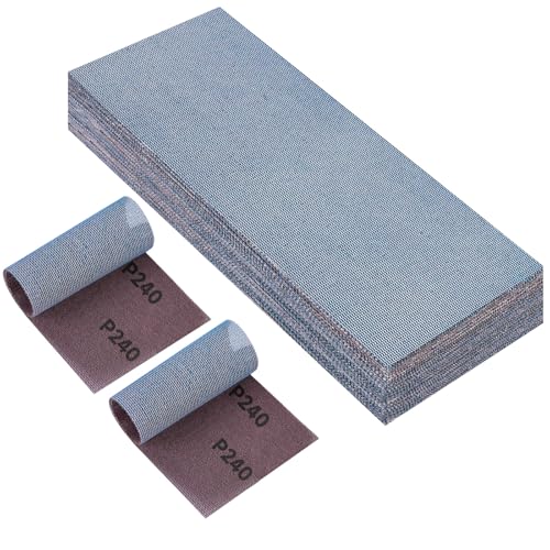 PMIQSA 25 Stück Netz Schleifstreifen 115x230mm Klett, Profi-Keramik Schleifgitter, Schleifpapiere Körnung 240, Für Handschleifer Schwingschleifer und Handschleifblock von PMIQSA