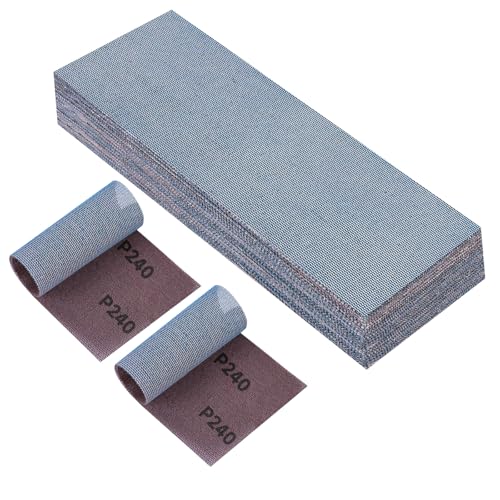 PMIQSA 25 Stück Netz Schleifstreifen 80x230mm Klett, Profi-Keramik Schleifgitter, Schleifpapiere Körnung 240, Für Handschleifer Schwingschleifer und Handschleifblock von PMIQSA
