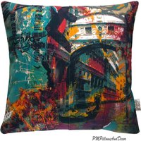 Designer Fabic Kissenbezug Moderne Kunst Muster Multicolor Bunte Venedig Druck Dunkel Burgund Smaragd Grün Eclectic Home Decor von PMPillowsAndDecor