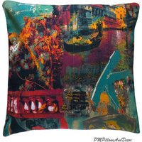 Designer Kissenbezug Moderne Kunst Muster Multicolor Bunt Dunkel Burgund Smaragd Grün Eclectic Home Decor von PMPillowsAndDecor