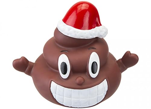 PMS 877015 Christmas Vinyl Poo Hundespielzeug | Braun und Rot | 1 Stück Zubehör von PMS