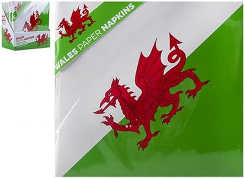 PMS Papierservietten, Wales, Walisischer Drachen, Fan-Weltmeisterschaft, 6 Nationen, patriotisch, 3-lagig, 33 cm, 12 Stück von PMS
