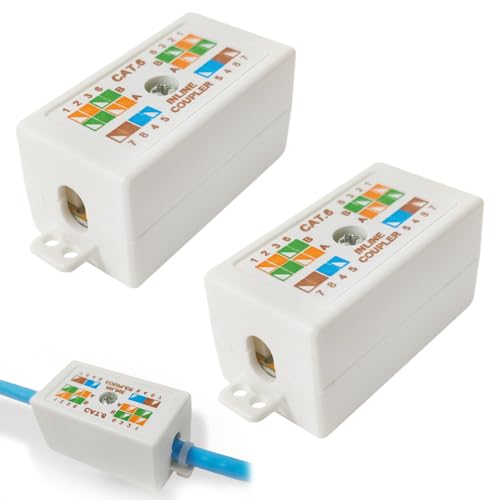 PMTFUMY 2er-Pack Cat6 RJ45 Anschlussdose, Inline-Ethernet-Koppler mit Punch Down/Krone Terminals, LAN-Netzwerk-Extender für High-Speed-Cat6-Kabel, Powerline- und Netzwerkanwendungen PMTFUMY 2er-Pack Cat6 RJ45 Anschlussdose, Inline-Ethernet-Koppler mit Punch Down/Krone Terminals, LAN-Netzwerk-Extender für High-Speed-Cat6-Kabel, Powerline- und Netzwerkanwendungen von PMTFUMY
