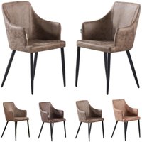 2er-Set Zarah Esszimmersessel – Esszimmerstuhl mit Kunstlederbezug und Metallbeinen für das Esszimmer – Braun von PN HOME