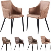 2er-Set Zarah Esszimmersessel – Esszimmerstuhl mit Kunstlederbezug und Metallbeinen für das Esszimmer – Cappuccino von PN HOME