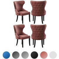 4er-Set Mayfair LUX-Esszimmerstühle aus Samt mit Holzbeinen – Esszimmerstuhl – Polsterstuhl – moderner Esszimmerstuhl – Rosa 4er-Set Mayfair LUX-Esszimmerstühle aus Samt mit Holzbeinen – Esszimmerstuhl – Polsterstuhl – moderner Esszimmerstuhl – Rosa von PN HOME