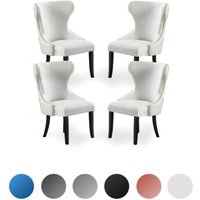4er-Set Mayfair LUX Samt-Esszimmerstühle mit Holzbeinen – Esszimmerstuhl – Polsterstuhl – moderner Esszimmerstuhl – Creme 4er-Set Mayfair LUX Samt-Esszimmerstühle mit Holzbeinen – Esszimmerstuhl – Polsterstuhl – moderner Esszimmerstuhl – Creme von PN HOME
