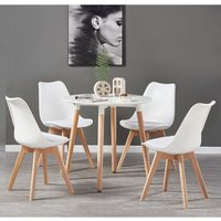 Pn Home - Halo Lorenzo-Esszimmerset rund – ein weißer Esstisch aus Holz und 4er-Set aus weißen Polypropylen-Esszimmerstühlen – Esszimmerküche Pn Home - Halo Lorenzo-Esszimmerset rund – ein weißer Esstisch aus Holz und 4er-Set aus weißen Polypropylen-Esszimmerstühlen – Esszimmerküche von PN HOME