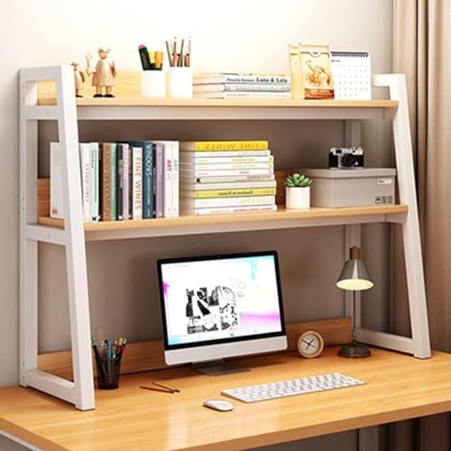 PNAJFUEL Desktop-Bücherregal, 2-Stufiges Desktop-Bücherregal, Büro-Schreibtisch-Bücherregal, Verstellbares Aufbewahrungsregal, Organizer-Regal/White/115Cm von PNAJFUEL