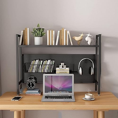 PNAJFUEL Desktop-Bücherregal, Büro-Schreibtisch-Bücherregal, Desktop-Display-Regal, Verstellbares Schreibtisch-Bücherregal, Schmiedeeisen-Desktop-Bücherregal/Black/55X22X68Cm von PNAJFUEL