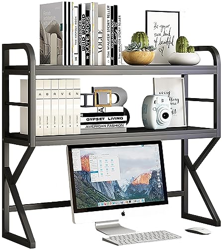 PNAJFUEL Desktop-Bücherregal, Computertisch-Bücherregal – 2-Stufiges Desktop-Bücherregal/Bücherregal, Freistehender Bürobedarf-Organizer/Black 1/80X25X95Cm von PNAJFUEL