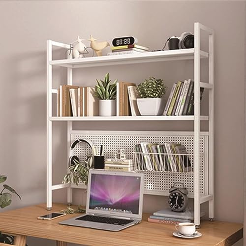 PNAJFUEL Desktop-Bücherregal, Industrielles Metall-Ausstellungsregal – Desktop-Bücherregal-Organizer-Ständer Für Heimbüro, Wohnzimmer/White/75X22X98Cm von PNAJFUEL