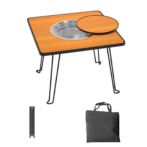 PNAJFUEL Holzkohlegrill-Set – Holzkohlegrill Mit Tisch (Tischbeine Können Zusammengeklappt Werden) Outdoor-Grill Perfekt Für Den Garten/B/59X48Cm von PNAJFUEL