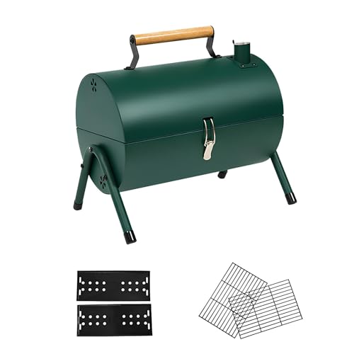 PNAJFUEL Klappbarer Grill – Garten-Holzkohlegrill Für Den Außenbereich – 2 In 1 Smoker Und Barbecue/Green von PNAJFUEL