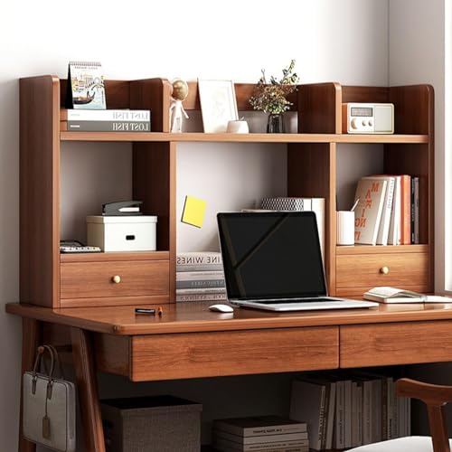 PNAJFUEL Schreibtisch-Bücherregal, Holzstall-Bücherregal-Organizer – Büro-Schreibtisch-Bücherregal, Mehrzweck-Holz-Arbeitstisch-Bücherregal/K Walnut/80X16X52 von PNAJFUEL