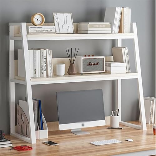 PNAJFUEL Schreibtisch-Organizer, Bücherregal In Leiterform Für Den Schreibtisch, Bücherregal Für Den Schreibtisch Im Büro, Industrieller Aufsatz-Bücherregal-Aufsatz/White/55Cm von PNAJFUEL