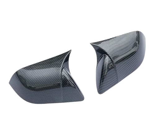 PNESHGTT Rückspiegelschutzabdeckung Kompatibel mit Tesla Model Y 2024 2023 ABS-Kohlefasermuster Hornform Rückspiegelmodifiziertes Zubehör(Glossy Carbon Fiber) von PNESHGTT