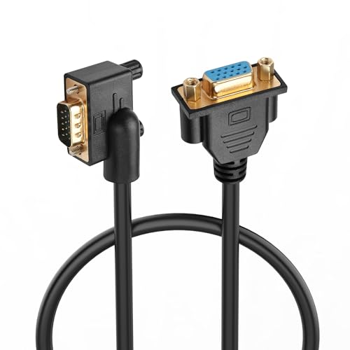 PNGKNYOCN 0.5M 90 Grad VGA Kabel, Linksknickwinkel 15 Pin Full HD 1080P hochauflösend VGA Stecker zu Buchse Video Verlängerungskabel von PNGKNYOCN