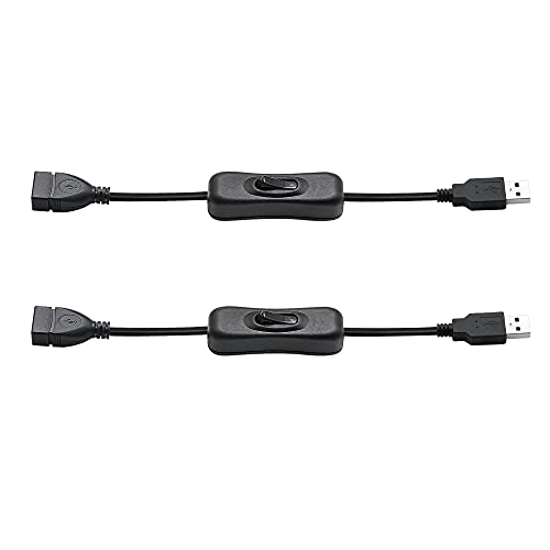 PNGKNYOCN 20 cm langes USB-Kabel mit Ein-/Aus-Schalter, für USB-Lüfter, LED-Schreibtischlampe und andere Computer-Peripheriegeräte, Low-Power-Elektrogeräte (2er-Pack) von PNGKNYOCN