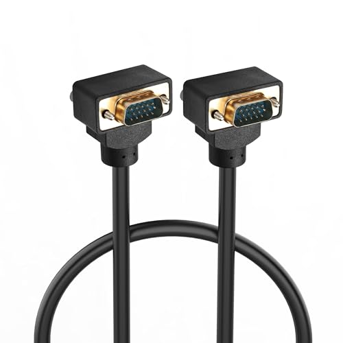 PNGKNYOCN 270 Grad VGA Kabel 0.5M, Aufwärtsbiegung VGA Stecker zu Aufwärtsbiegung VGA Stecker 15 Pin Full HD 1080P Hochauflösendes Videokabel (0.5M) von PNGKNYOCN