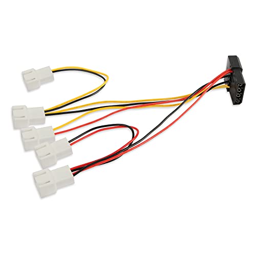 PNGKNYOCN 4-Pin Molex Pass-Through auf 5 x 3 Pin Lüfteranschlusskabel (Stromversorgung 5 Lüfter von 1 Molex Anschluss!) 2X12V / 1X7V / 2X5V für CPU PC Gehäuselüfter von PNGKNYOCN