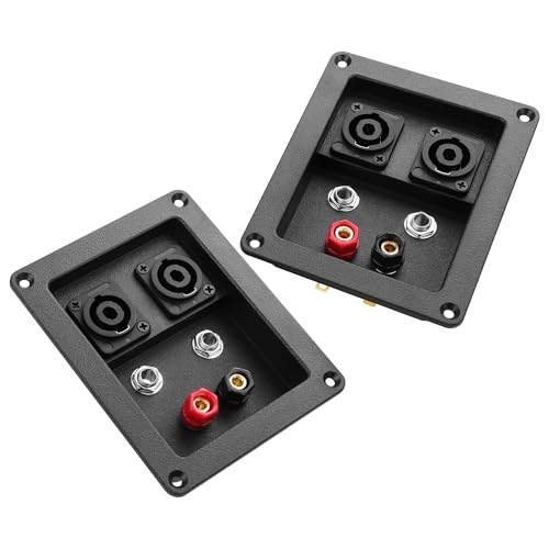 PNGKNYOCN 6 Position Terminal Junction Box, 2 Schraube Typ Binding Post mit Dual Speakon und Dual 1/4" Lautsprecher Gehäuse für Auto/Home Audio DIY（2 Pack） von PNGKNYOCN