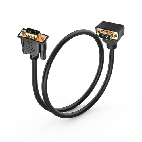 PNGKNYOCN 90 Grad VGA Kabel, 0.5M 1080P Full HD rechtwinklig nach oben gebogenes VGA Stecker auf geraden Stecker Monitor Video Adapter Kabel für Computer Monitor Projektor und mehr (0.5M) von PNGKNYOCN