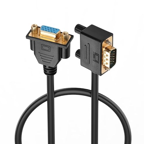 PNGKNYOCN 90 Grad VGA-Verlängerungskabel, 0.5M Rechtwinkliges 15 Pin Full HD 1080P Hochauflösendes VGA Stecker zu Buchse Monitor Kabel von PNGKNYOCN