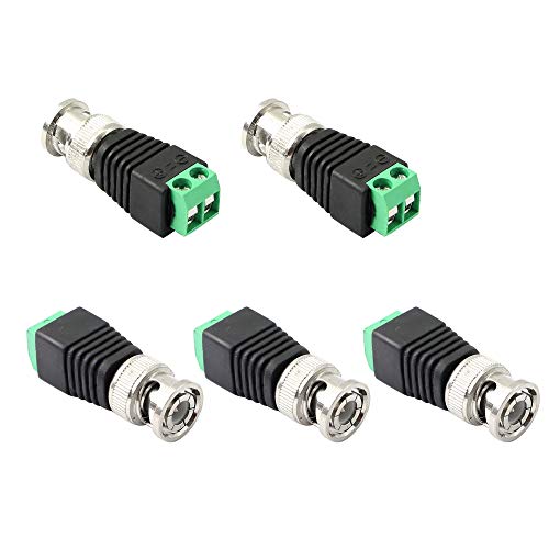 PNGKNYOCN BNC-Stecker BNC an lötfreien Adapter mit 2 Schraubklemmen zur Übertragung des CAT5-Koaxialkabels an die CCTV-Überwachungskamera (5er-Pack) von PNGKNYOCN