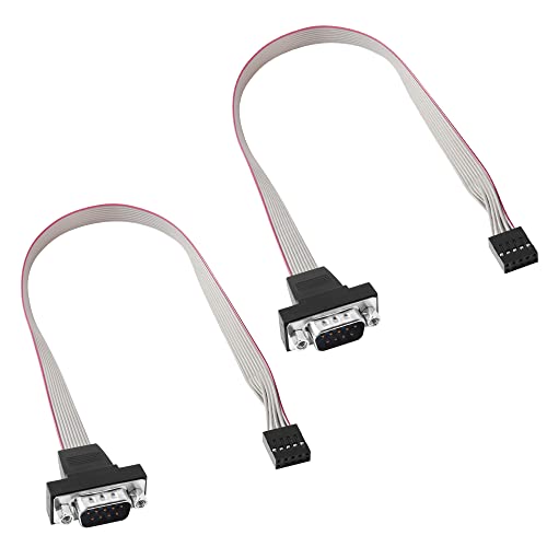 PNGKNYOCN DB9 auf 10 Pin IDC Serielles Kabel, 2 Stück RS232 Serielles Stecker auf 10 Pin (2x5) IDC Motherboard Header Panel Moun Flachbandkabel (0,3 m) von PNGKNYOCN