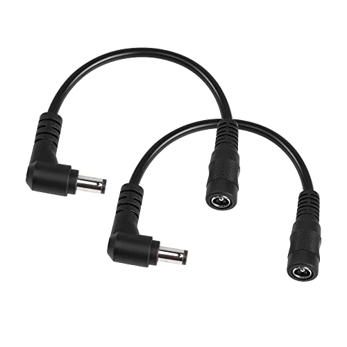 PNGKNYOCN DC Power Verlängerungskabel, 2 Pack rechtwinkliges DC 5,5mm x 2,5mm Stecker auf DC 5,5mm x 2,1mm Buchse kurzes Stromkabel für CCTV Sicherheitskameras Überwachungssystem（15cm） von PNGKNYOCN