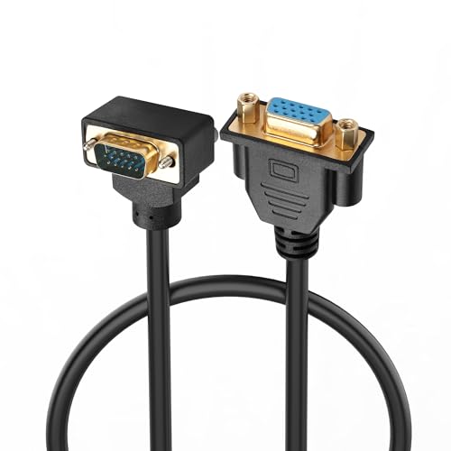 PNGKNYOCN Rechtwinkliges VGA-Kabel, 90 Grad nach unten gebogener Winkel VGA Stecker zu Buchse Full HD 1080P hochauflösendes Video-Verlängerungskabel（0.5M） von PNGKNYOCN