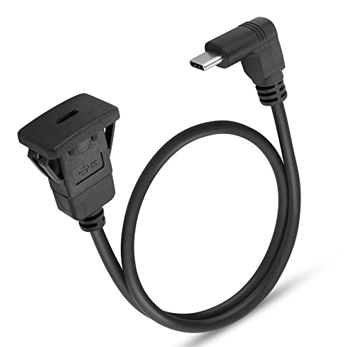 PNGKNYOCN USB C 3.0 Unterputz-Mount-Kabel, 0.5M rechtwinkliger quadratischer Typ C männlich auf weibliche Panel-Unterputz-Verlängerungskabel mit Schnalle (Typ c 3.0 Front Bend) von PNGKNYOCN