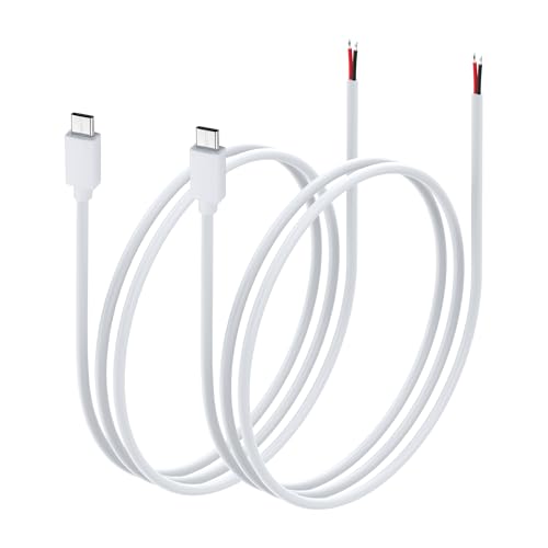 PNGKNYOCN USB C Pigtail Stromkabel, 2 Pack 20AWG 5V/5A USB Typ C Stecker 2 Pin Bare Wire Verlängerung Stromkabel für DIY Ausrüstung installiert ersetzen Reparatur（1M/3.2FT） (1M/3.2FT) von PNGKNYOCN