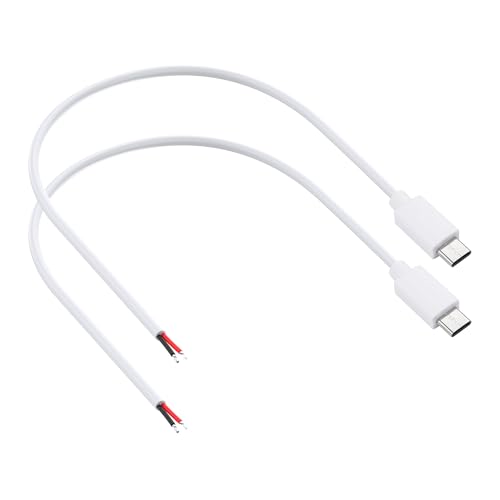 PNGKNYOCN USB C Pigtail Stromkabel, 2 Pack 20AWG 5V/5A USB Typ C Stecker 2 Pin Bare Wire Verlängerungskabel für DIY Geräte Installieren Reparieren (0.3M/1FT) von PNGKNYOCN